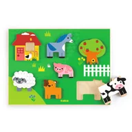 Układanki dla dzieci - Drewniane puzzle NA FARMIE DJ01069 - miniaturka - grafika 1
