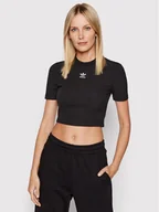 Koszulki i topy damskie - adidas T-Shirt adicolor Essentials Rib Cropped HF3395 Czarny Regular Fit - miniaturka - grafika 1