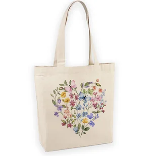 Torba bawełniana z nadrukiem serce z polnych kwiatów i motyli - Torby i wózki na zakupy Torba bawełniana z nadrukiem serce z polnych kwiatów i motyli - Torby i wózki na zakupy - miniaturka - grafika 1