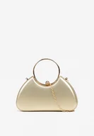 Torebki damskie - Złota Torebka Kopertówka z Metaliczną Ozdobą z Łańcuszkiem i Uchwytem Zarienna - miniaturka - grafika 1