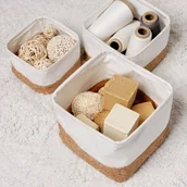 Pudła i pojemniki do przechowywania - Kosze Do Przechowywania Simplicity, Korkowa Podstawa, 3 Pojemniki - miniaturka - grafika 1