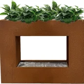 Fontanny ogrodowe - KÖHKO® Fontanna z kurtyną wodną i oświetleniem LED Wysokość 60cm wykonana ze stali corten z pojemnikiem na rośliny Wodospad Fontanna wewnętrzna 32001B - miniaturka - grafika 1