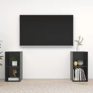 Szafki RTV - vidaXL Lumarko Szafki TV, 2 szt., szare, wysoki połysk, 72x35x36,5 cm, płyta 3079906 - miniaturka - grafika 1