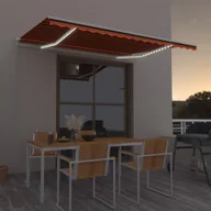 Markizy - Vidaxl Ręcznie Zwijana Markiza Z Led, 450X350 Cm, Pomarańczowo-Brązowa - miniaturka - grafika 1