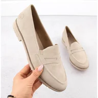 Mokasyny damskie - Skórzane mokasyny damskie lordsy beżowe Rieker 45300-62 beżowy - miniaturka - grafika 1