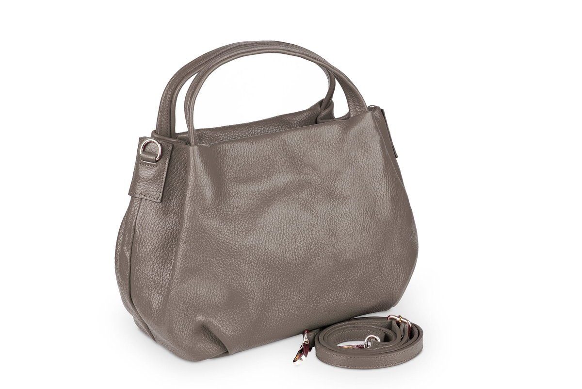 Torebka Skórzana Vera Pelle Bolsa Taupe