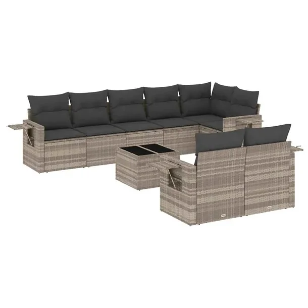Modułowy zestaw mebli ogrodowych jasnoszary z poduszkami, rattan PE 62x62x