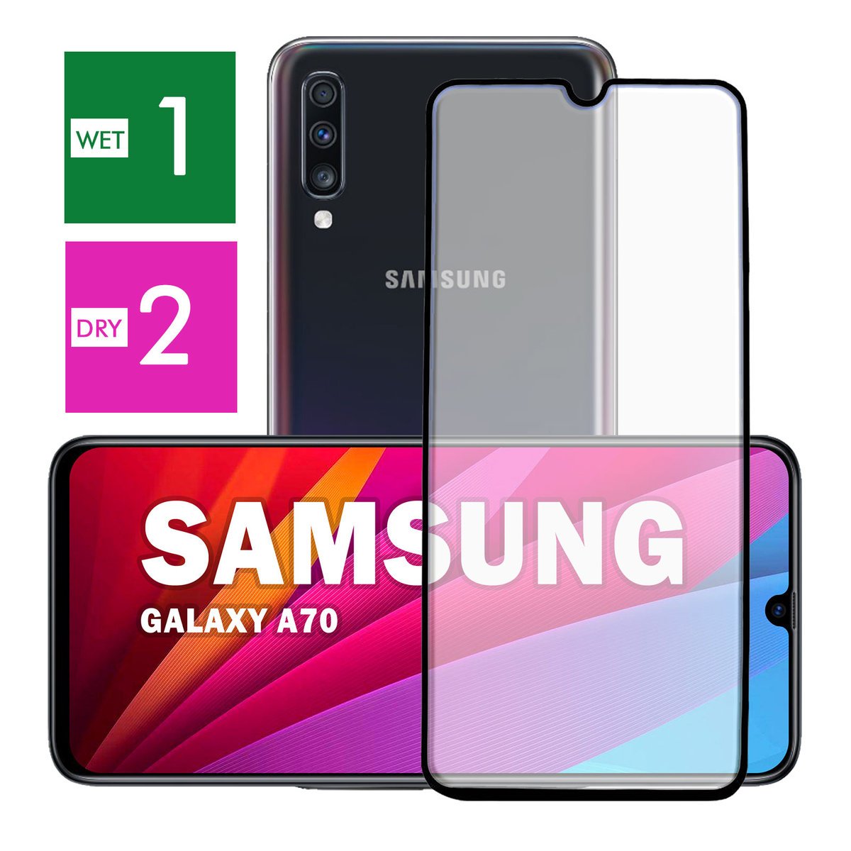 NAJLEPSZE SZKŁO PEŁNE 5D CAŁY EKRAN DO SAMSUNG GALAXY A70 PANCERNE JAKOŚĆ