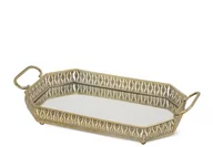 Tace i patery - Mała Metalowa Taca Zdobiona, Złoty, 9,5x52x29cm - miniaturka - grafika 1
