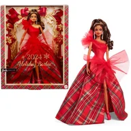 Lalki dla dziewczynek - Mattel Lalka kolekcjonerska Barbie Świąteczna lalka brązowe włosy 2024HRM63 - miniaturka - grafika 1