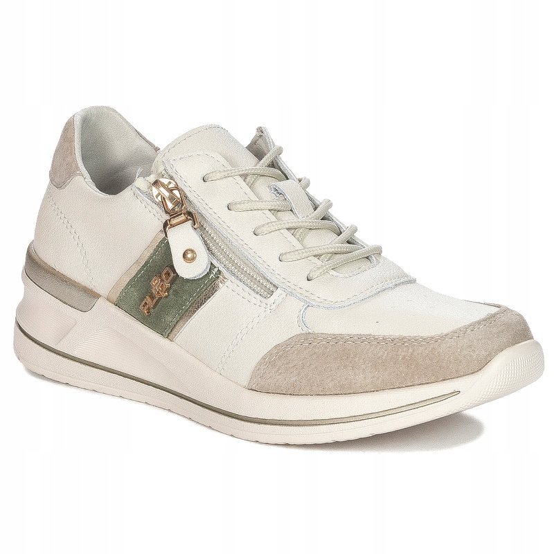 Filippo Półbuty Sneakersy damskie skórzane beż+zielony DP6083/24 BE GE r.40