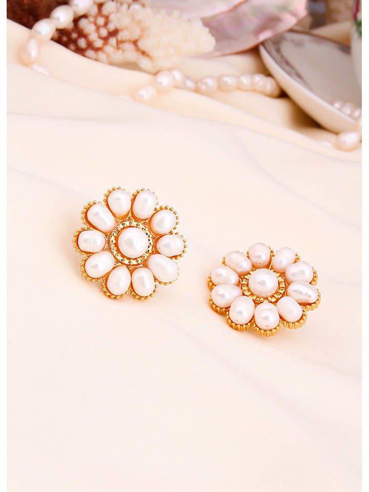 L'Atelier de Gaia Pozłacane kolczyki-wkrętki z perłami