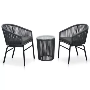 vidaXL 3 częściowy zestaw mebli bistro z poduszkami rattan PVC antracyt 48140 48140 - Meble ogrodowe - miniaturka - grafika 1