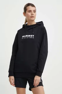Bluzy damskie - Mammut bluza damska kolor czarny z kapturem z nadrukiem - grafika 1