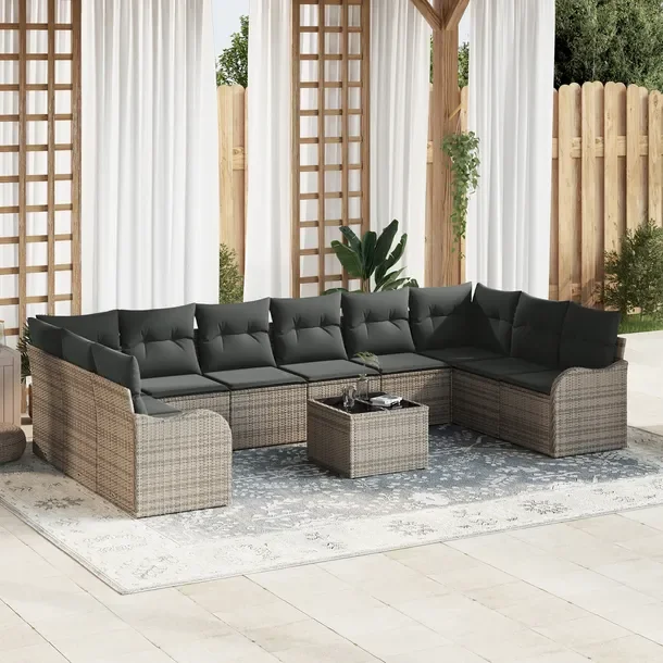 Zestaw Ogrodowy Sofa Rattanowa Modułowa, Szara, 5 Osób