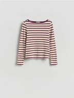 Koszulki i topy damskie - Reserved - Longsleeve w paski - granatowy - miniaturka - grafika 1