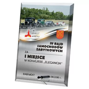 Trofeum szklane z nadrukiem kolorowym LuxorJet, grawerowaniem oraz wypełnieniem farbą - Gadżety dla kibiców - miniaturka - grafika 1