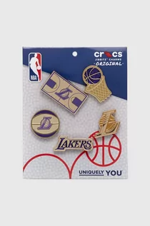 Buty dla dziewczynek - Crocs przypinki do obuwia dziecięce NBA LA Lakers 5-pack kolor złoty - grafika 1