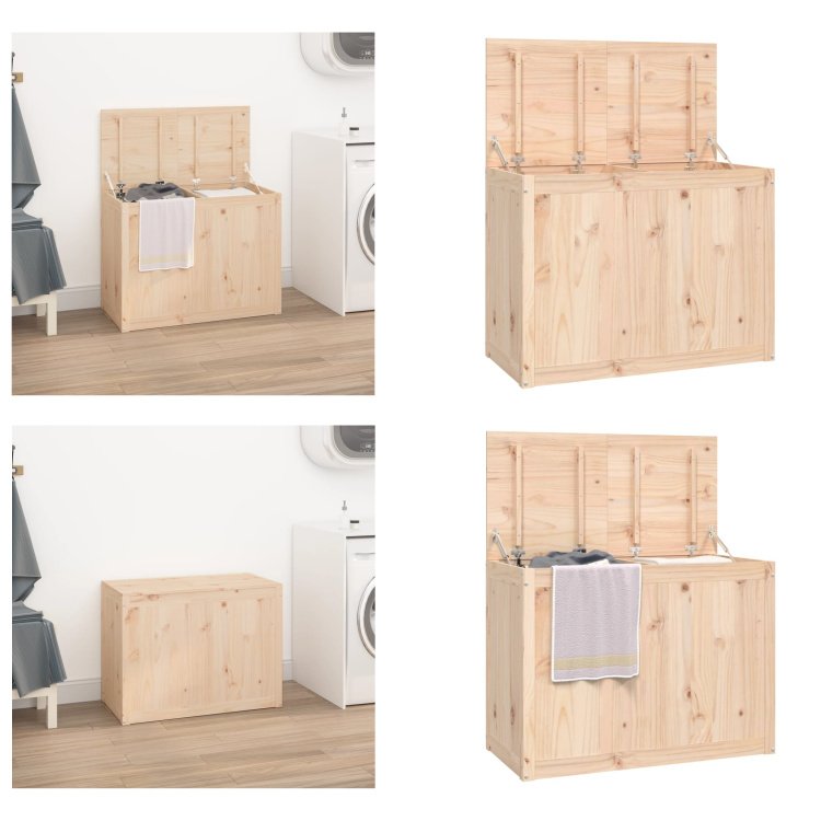 vidaXL Skrzynia na pranie 88,5x44x66 cm lite drewno sosnowe - Skrzynia na pranie - Skrzynia na pranie - Skrzynia na pranie - Kosz na pranie
