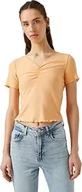 Koszulki i topy damskie - Koton Damska koszulka z krótkim rękawem Ruffle Basic, Pomarańczowy (201), S - miniaturka - grafika 1