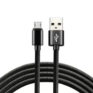 Kable komputerowe i do monitorów - everActive Kabel przewód pleciony USB micro USB everActive 30cm z obsługą szybkiego ładowania do 2,4A czarny CBB-0.3MB CBB-0.3MB - miniaturka - grafika 1