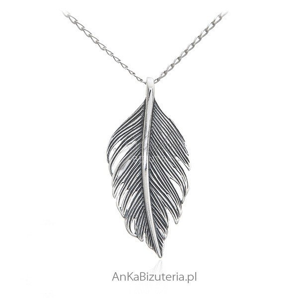 ankabizuteria.pl Zawieszka srebrna piórko oksydowane .