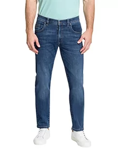 Spodnie męskie - Pioneer Spodnie męskie z 5 kieszeniami, stretch dżinsy, ciemnoniebieskie, Used Mustache, 30 W/34 L, Dark Blue Used Mustache, 30W / 34L - grafika 1