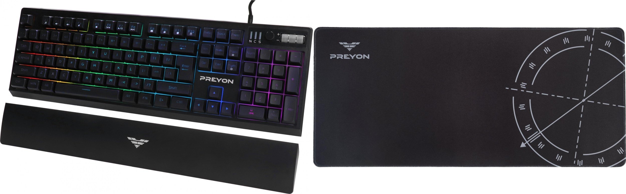 PREYON Klawiatura Preyon Long Claw Alpha PLCA104B + Podkładka gamingowa Preyon Falcon Speed XL PFS90 M-9138870