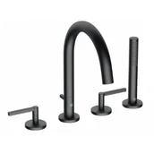 Baterie wannowe i prysznicowe - KLUDI 204253915 NOVA FONTE Puristic bateria wannowo-natryskowa, 4-otw., czarny mat - miniaturka - grafika 1