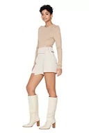 Spódnice - Trendyol Damska damska mini owijana spódnica o linii A, beżowa, 36, BEŻOWY, 62 - miniaturka - grafika 1