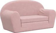 Zestawy mebli dla dzieci - 2-os. sofa dla dzieci, rozkładana, różowa, miękki plusz - miniaturka - grafika 1
