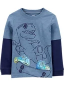 Kaftaniki dla niemowląt - carter's Koszulka w kolorze niebieskim - miniaturka - grafika 1