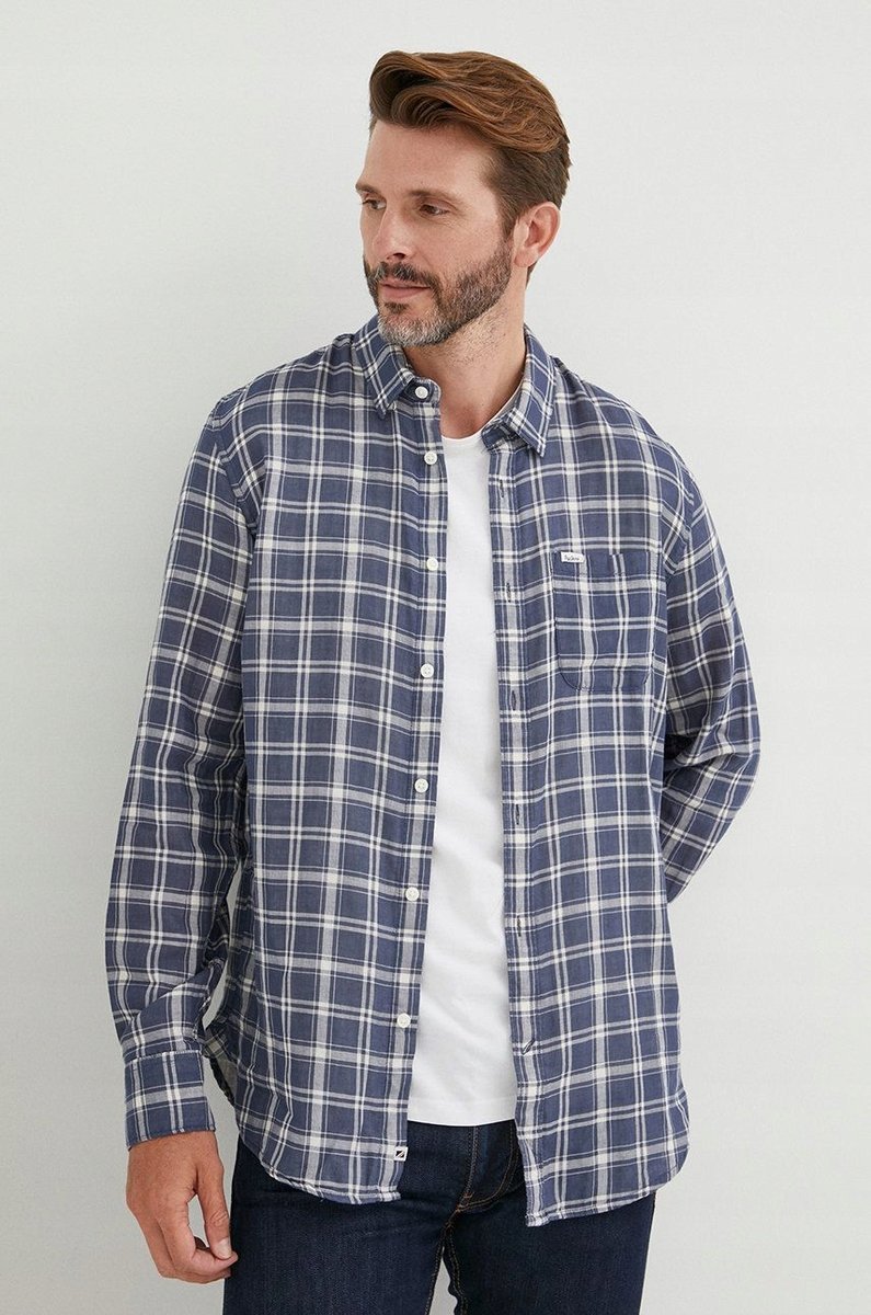Pepe Jeans Koszula Męska w Kratę Niebieska S P9g