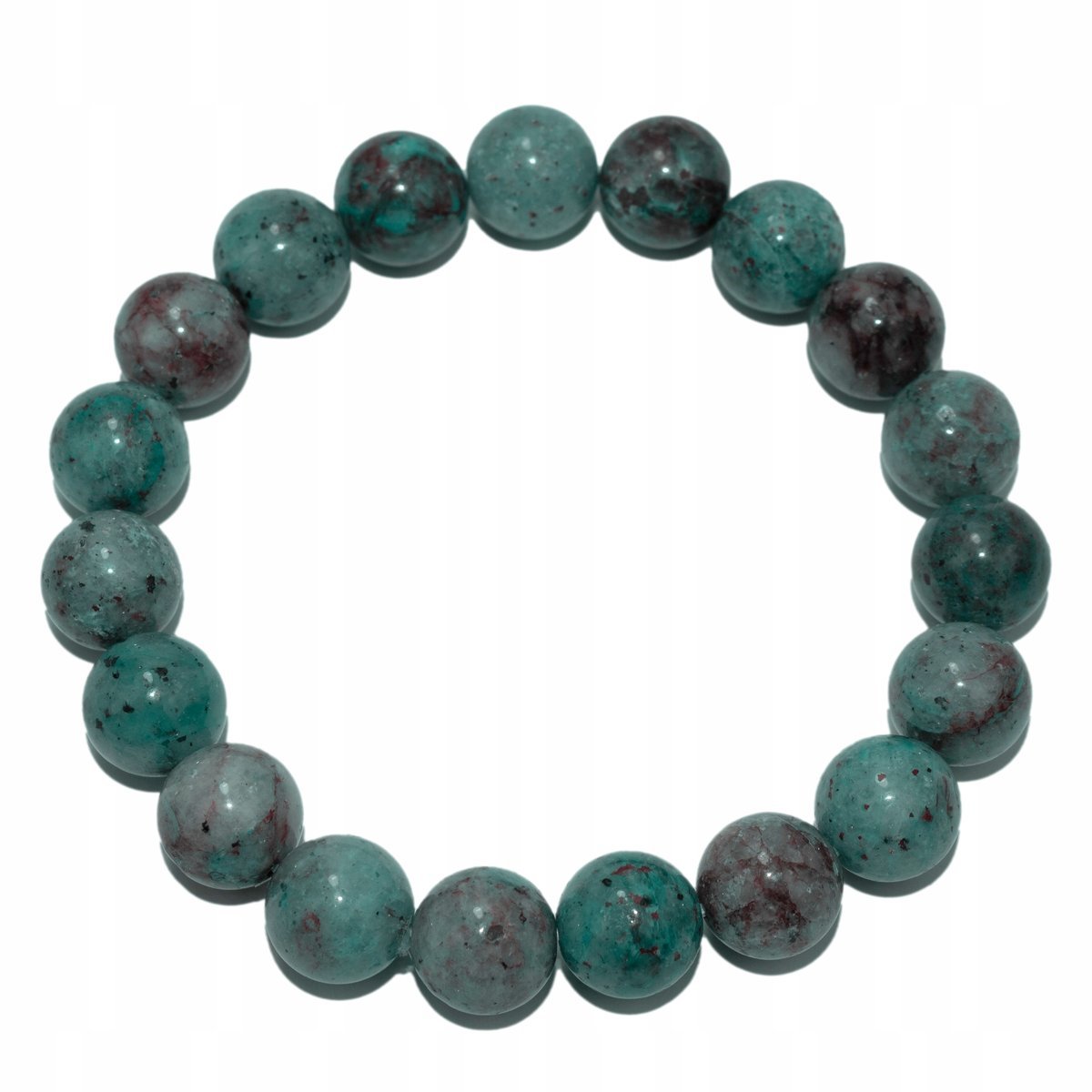 Bransoletka naturalna CHRYZOKOLA kule 10mm na gumce