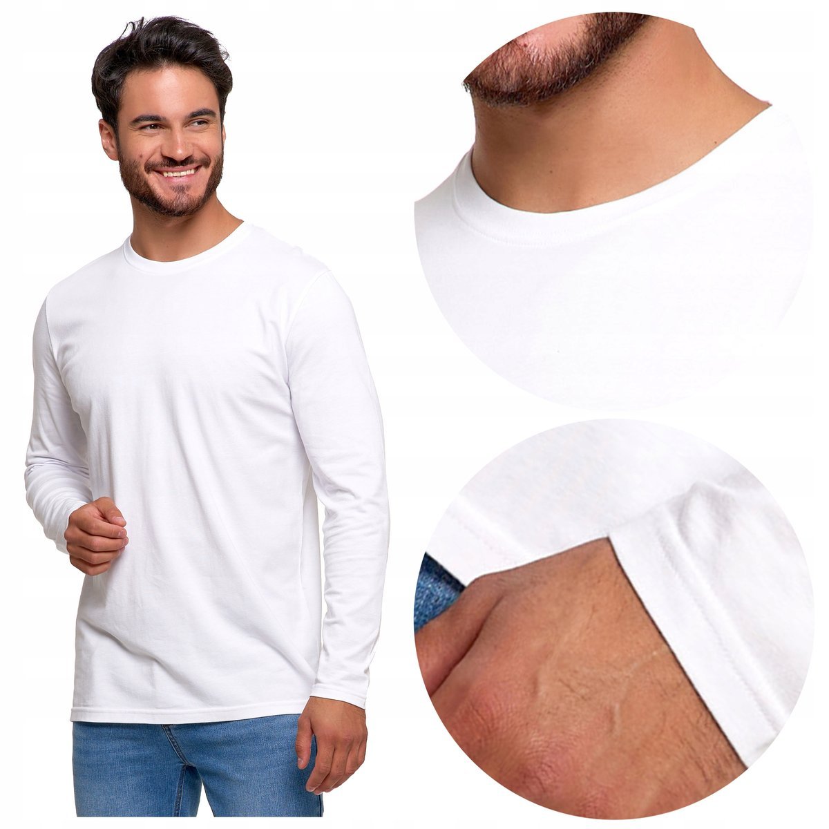 KOSZULKA MĘSKA Longsleeve Bawełniana BASIC Gładka Długi Rękaw MORAJ r. XL