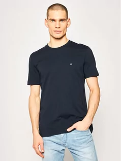 Koszulki męskie - Calvin Klein T-Shirt Logo Embroidery K10K104061 Granatowy Regular Fit - grafika 1