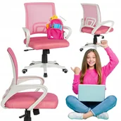 Fotele i krzesła biurowe - Fotel Obrotowy Różowy Młodzieżowy Krzesło Obrotowe Dla Dziecka Różowe NATE - miniaturka - grafika 1