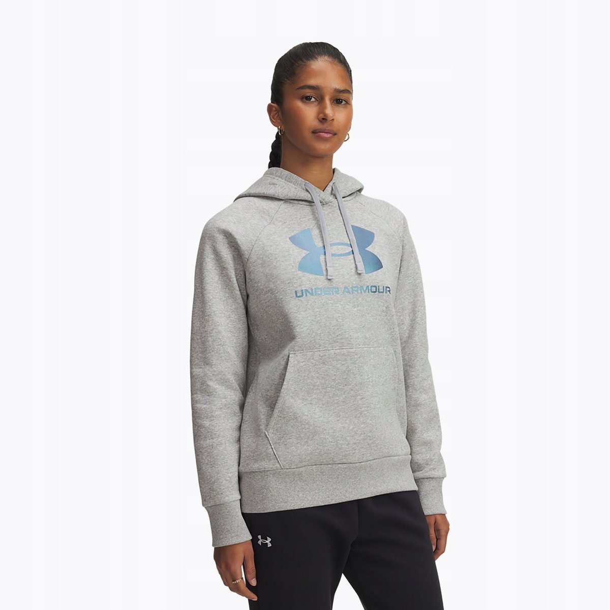 BLUZA DAMSKA Z KAPTUREM UNDER ARMOUR SZARA RIVAL FEELCE SHIMMER HODDY XS
