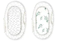 Prześcieradła dla dzieci - Sleepee, Prześcieradło do gondoli, We Care, Kropki/Eukaliptus, 2 szt. - miniaturka - grafika 1