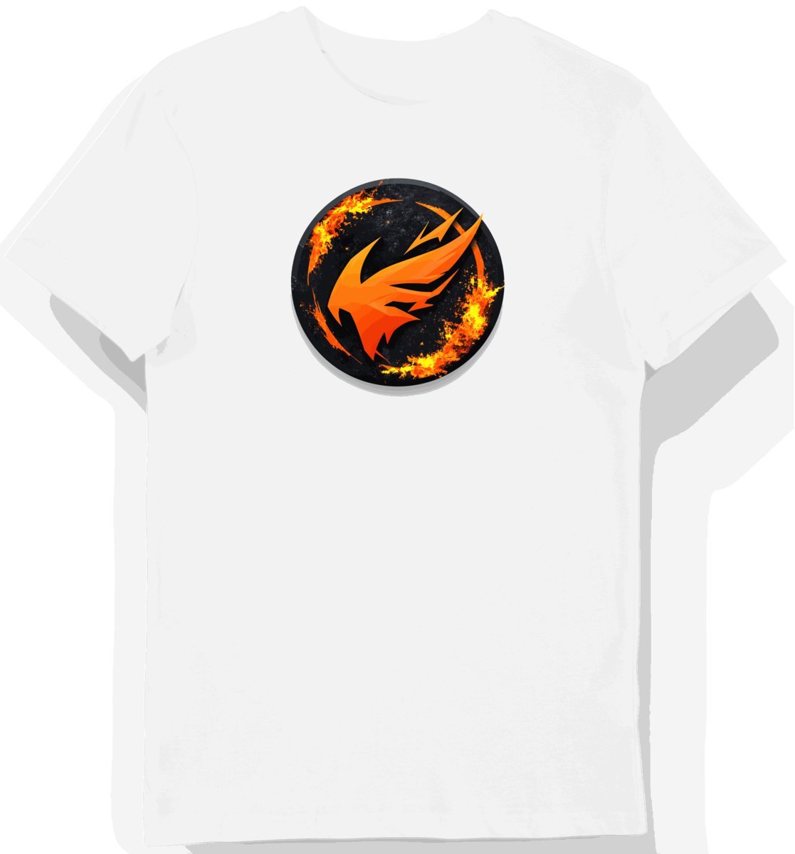 Koszulka męska biała z nadrukiem świecącego pomarańczowego napisu L