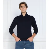 Swetry męskie - Tommy Hilfiger Sweter ZIP MOCK | Regular Fit | z dodatkiem kaszmiru - miniaturka - grafika 1