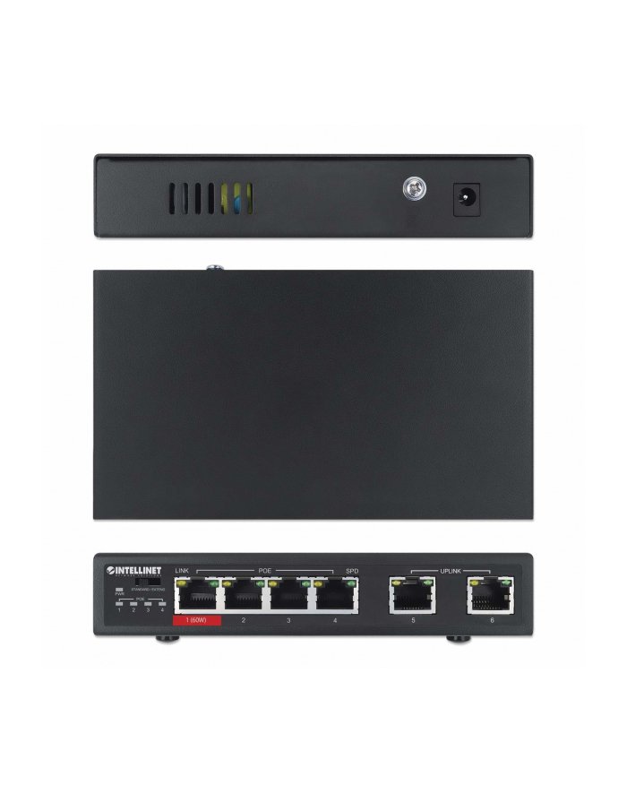 Intellinet 561686 łącza sieciowe Fast Ethernet 10/100 Obsługa PoE Czarny