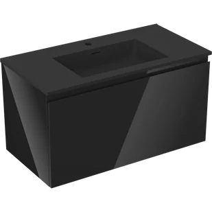 Mexen Orio szafka łazienkowa 90 cm z umywalką Otis, 1 szuflada, czarna połysk/czarna mat - 91A10-09047-1-BF70-W18M71 - Szafki łazienkowe - miniaturka - grafika 1