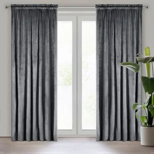 Zasłona na taśmie marszczącej ROSA 140 x 270 cm grafitowy - Zasłony - miniaturka - grafika 1