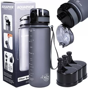 Aquaphor City Butelka Filtrująca  0,5L Szara + 3X Wkład Filtrujący - Butelki filtrujące - miniaturka - grafika 1