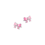 Srebrne dziecięce kolczyki 925 Różowa Kokarda