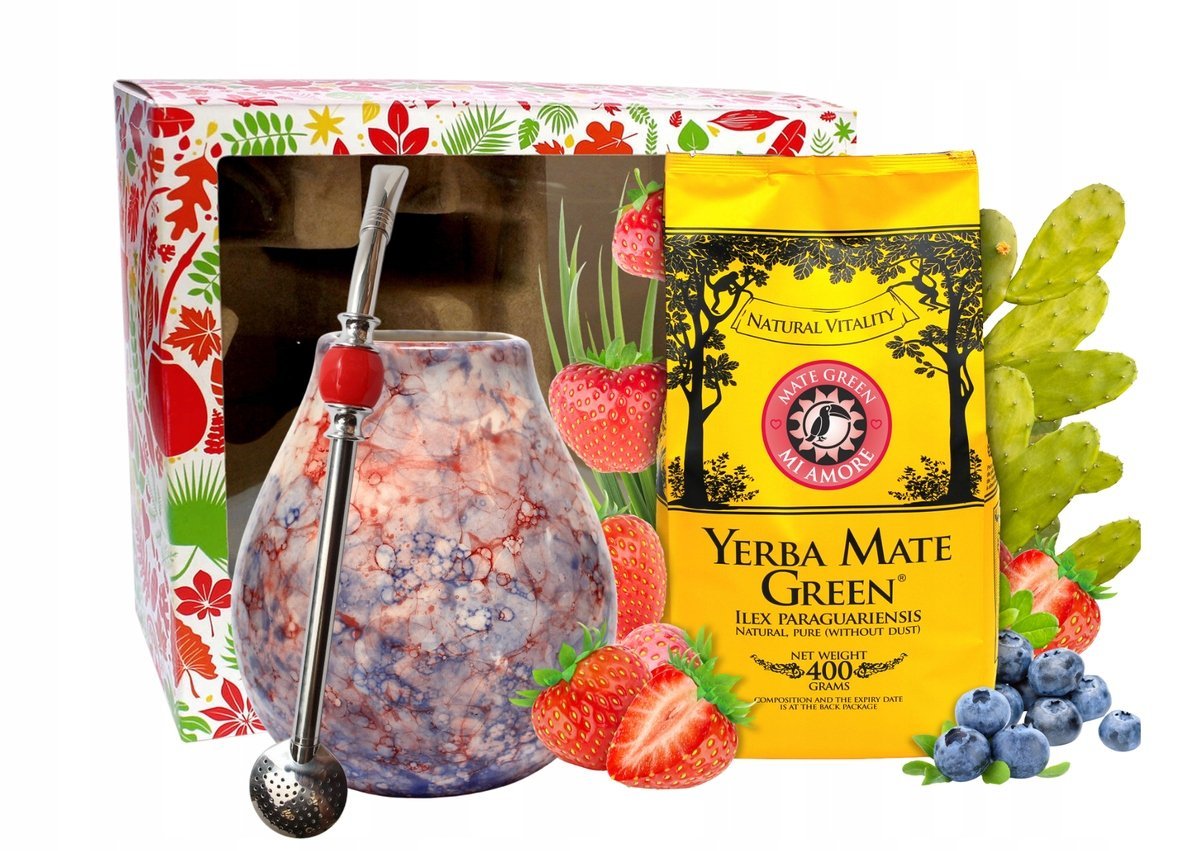 Zestaw Walentynkowy Yerba Mate Green Mi Amore 400g Premium Prezent Matero Box