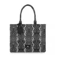 Torebki damskie - Damska shopperka żakardowa we wzory czarno - szara - miniaturka - grafika 1