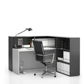 Zestawy mebli biurowych - Zestaw biurowy narożny SEGMENT, prawy, biały/grafit - miniaturka - grafika 1