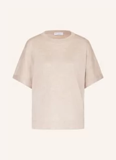 Koszulki i topy damskie - Brunello Cucinelli T-Shirt Z Dodatkiem Kaszmiru, Jedwabiem IBłyszczącą Przędzą beige - BRUNELLO CUCINELLI - grafika 1